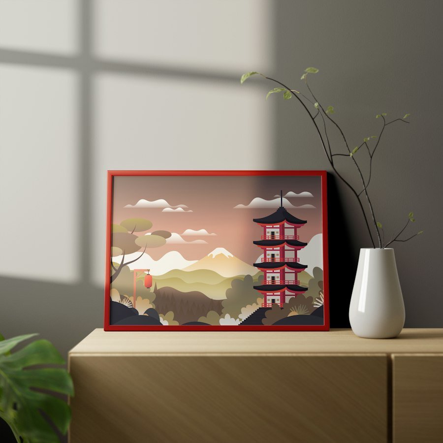 Illustration encadrée dans un décor intérieur